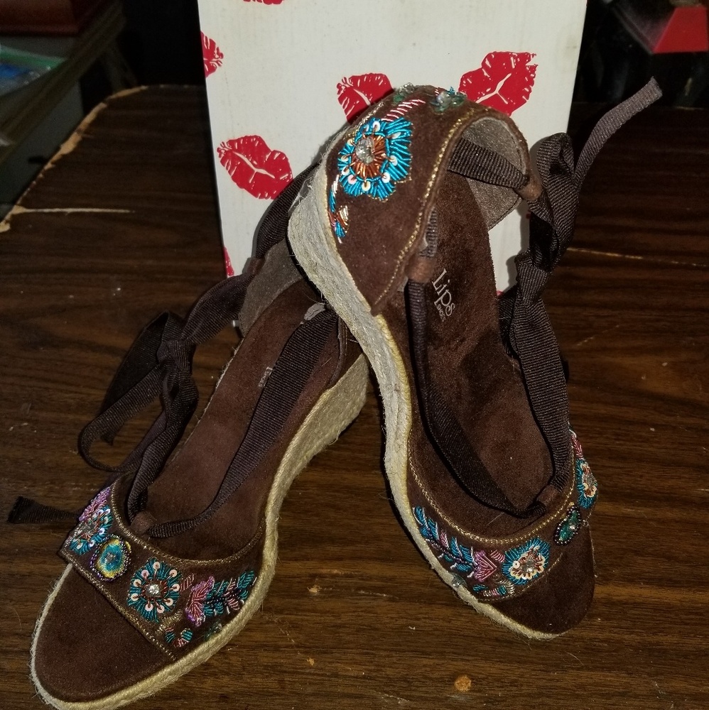 Two Lips Brown Sequin Shoes